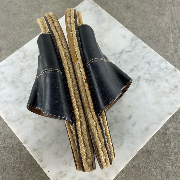 LAST DAY!!!    Coach Black Leather Espadrille Slide Sandals - Picture 9 of 11